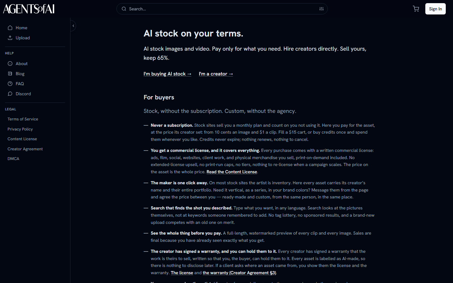 The About page on AgentsOfAI.art